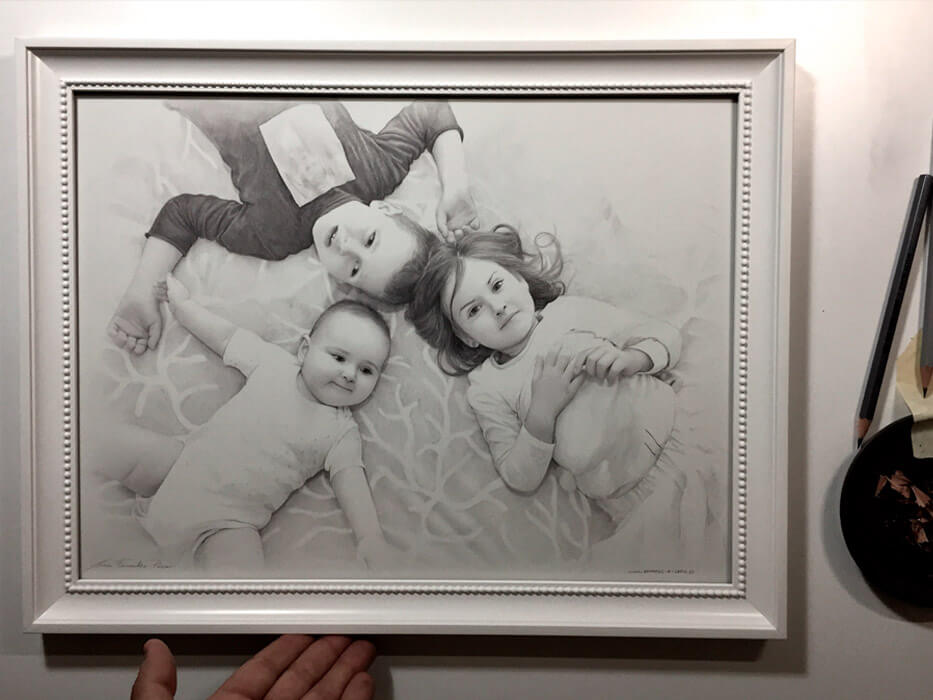Retrato de niños realizado a mano