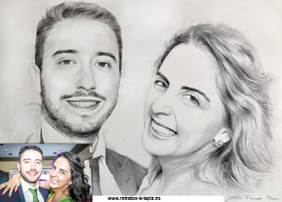 Retrato a carboncillo de pareja