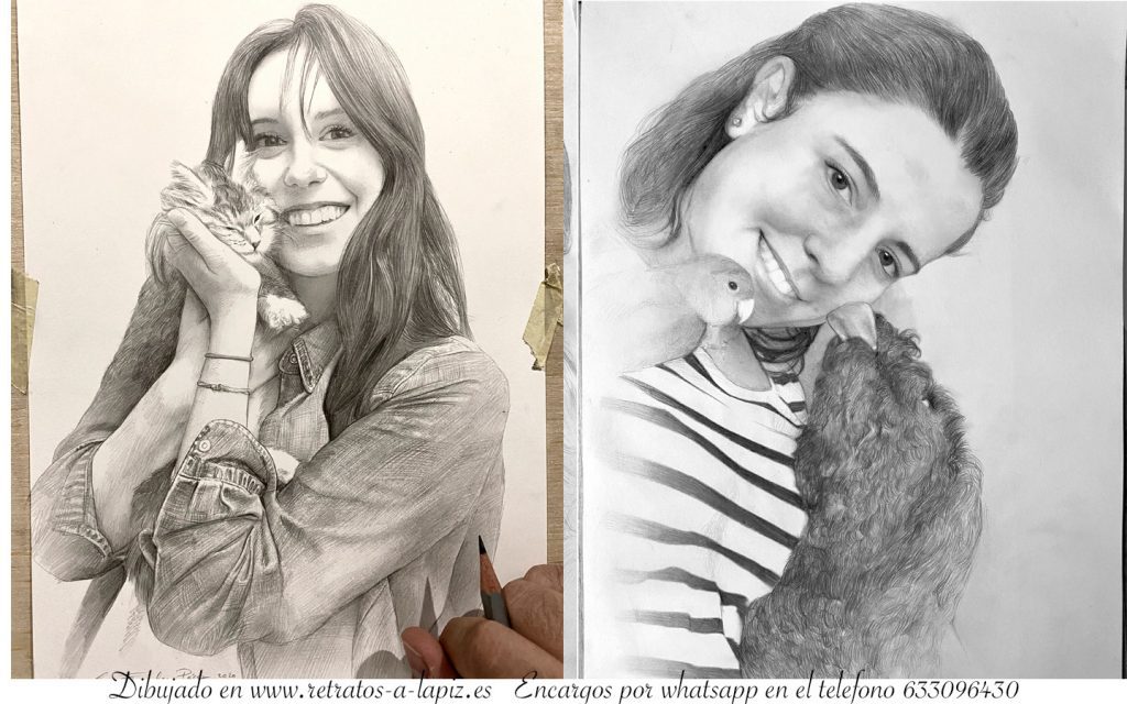 Retratos de mascotas a lápiz