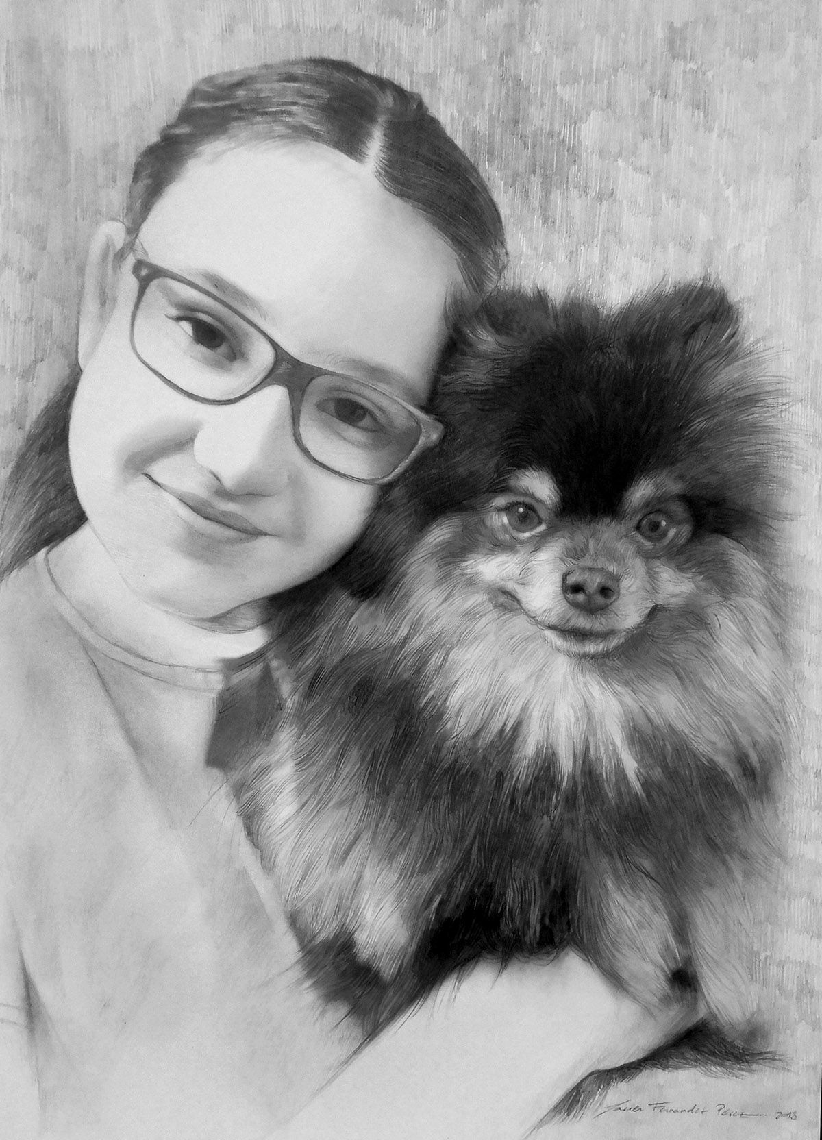 Dibujo de perro y su dueña