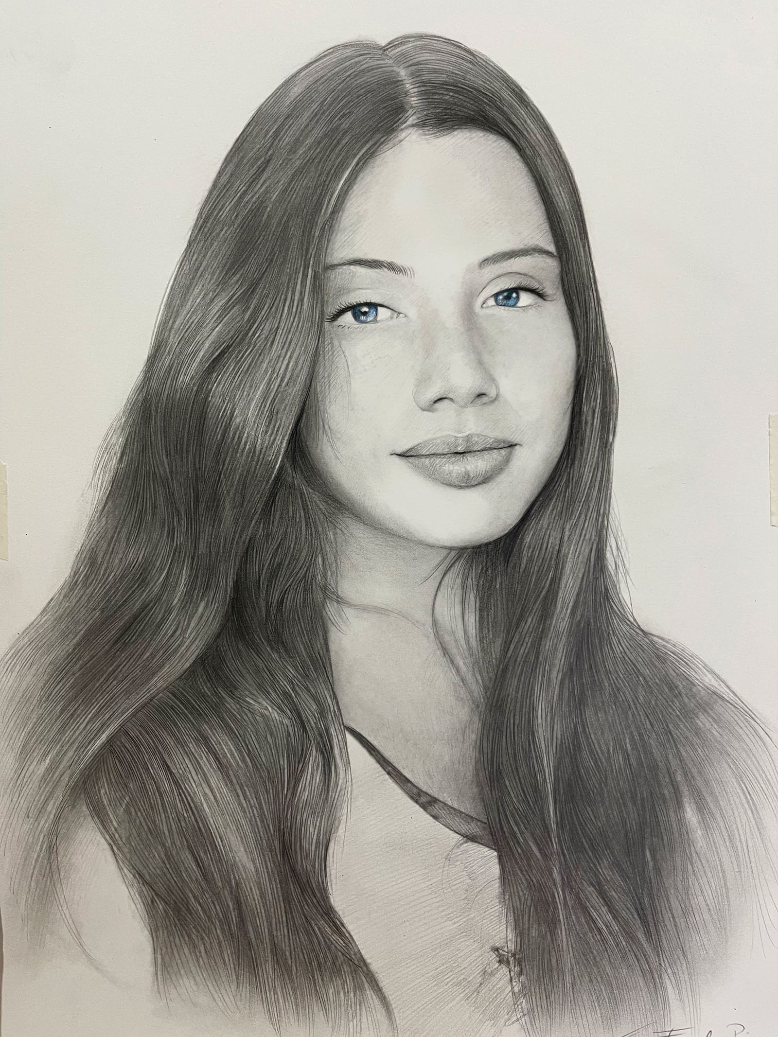 retrato por encargo a lapiz de mujer hermosa